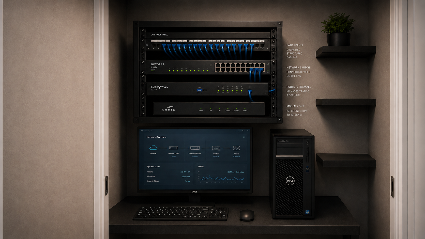 Small-business network and server equipment used for backup planning